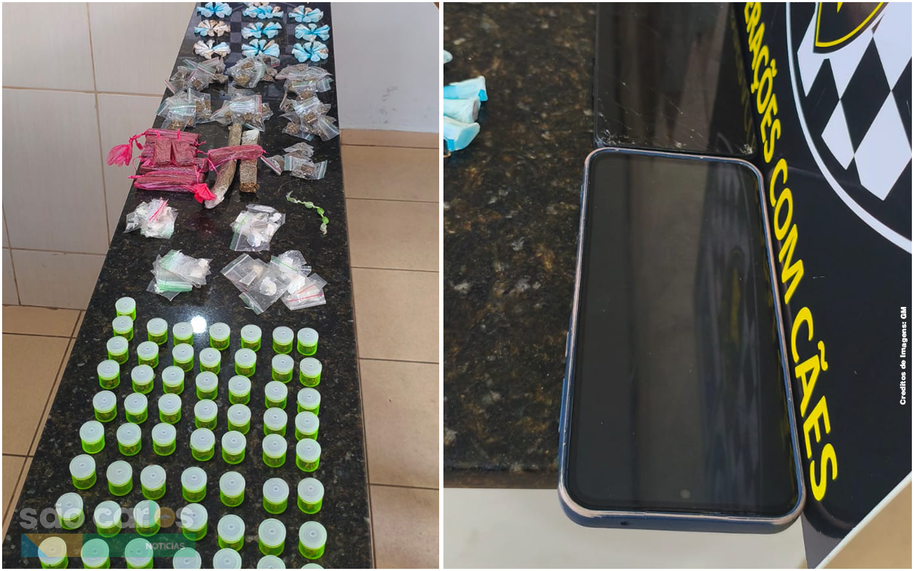 Ação do Canil da Guarda Municipal termina com apreensão de drogas e celulares roubados no São Carlos V