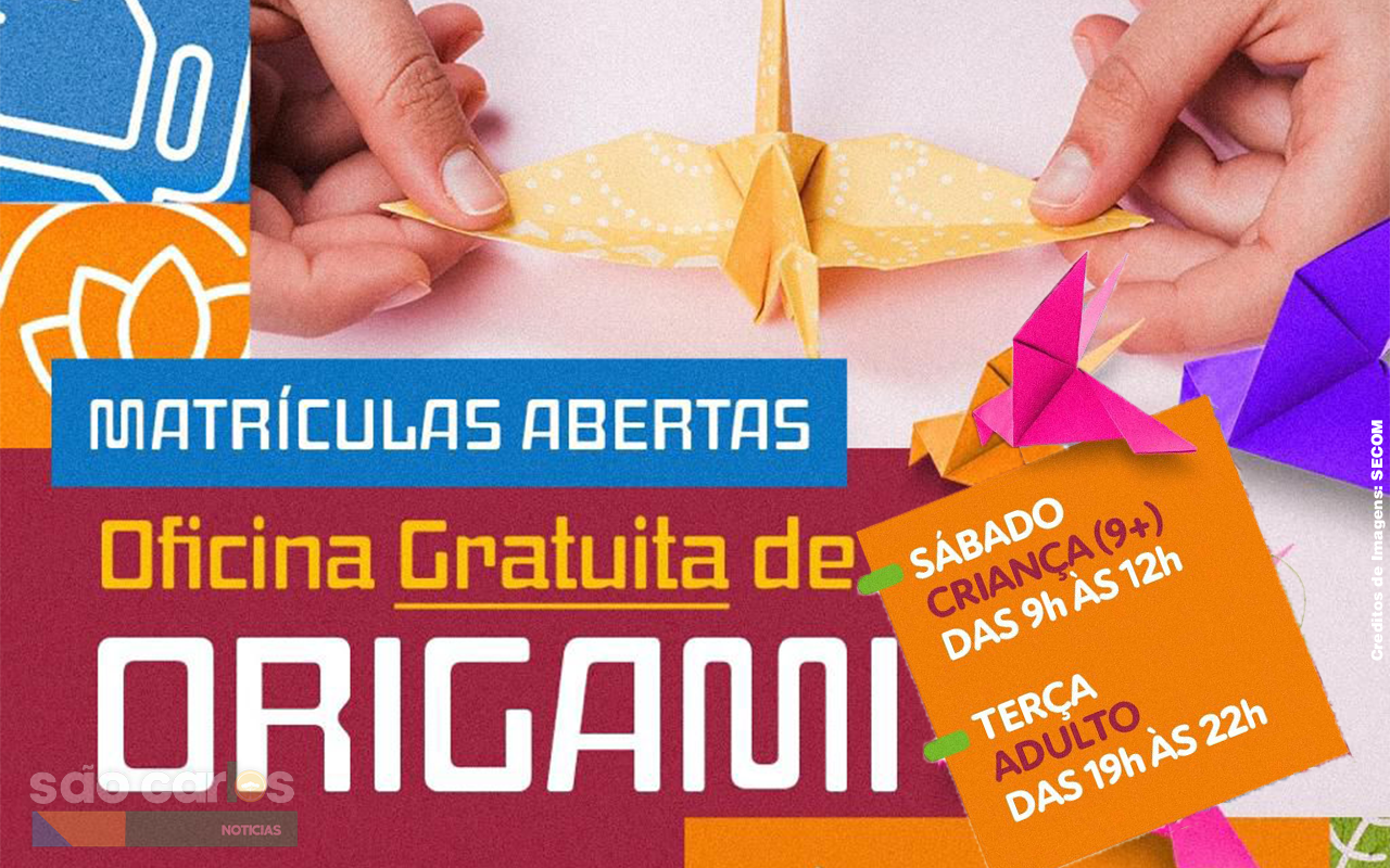 Oficina de Origami gratuita abre inscrições em São Carlos; veja como participar e garantir sua vaga