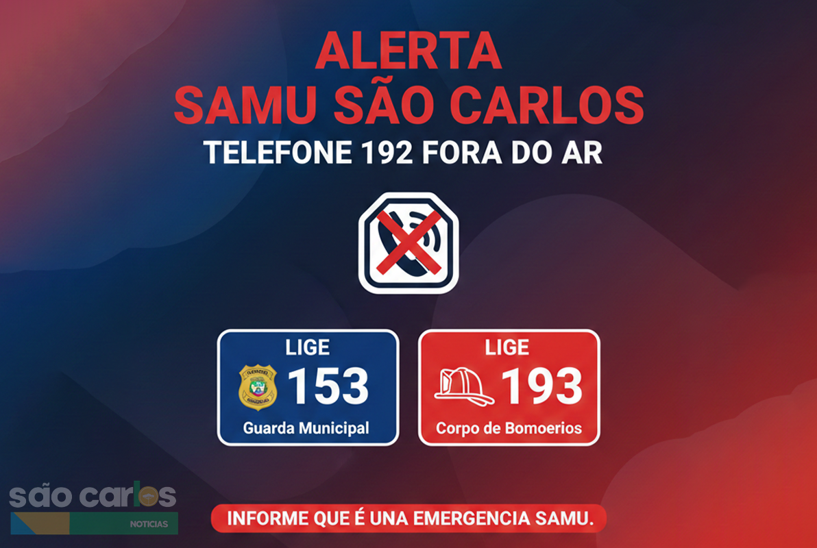 SAMU está com telefone 192 fora do ar em São Carlos; saiba como pedir socorro agora
