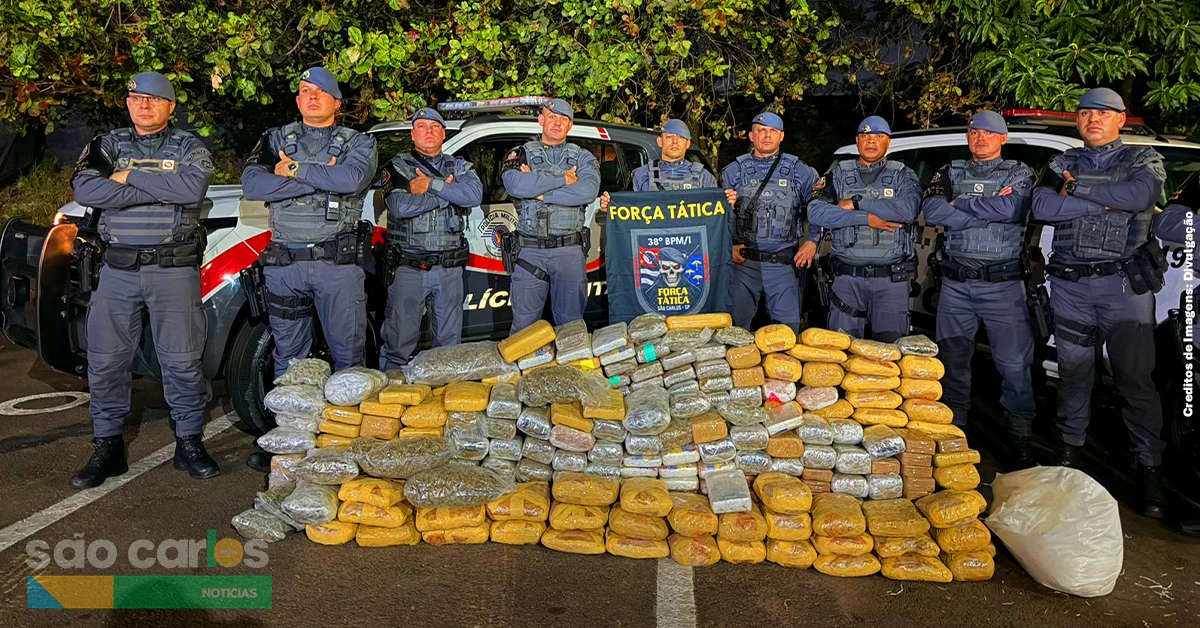 Tráfico Vila Prado São Carlos 2026: PM apreende 312 kg de drogas